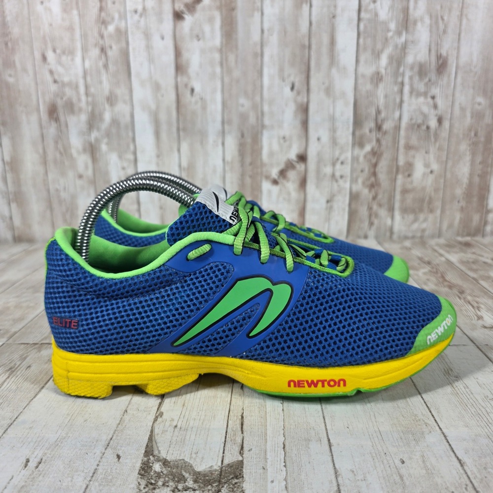 Newton Distance Elite Running Shoes Womens 8.5 Blue Green Yellow Sneakers